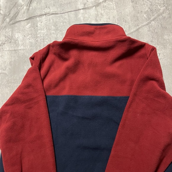 NWT Lands End Sweater Mens Red Blue Fleece 1/4 Snap Outdoor Pullover sz XL - Picture 9 of 10